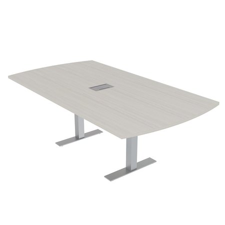 SKUTCHI DESIGNS 6 Ft Arc Rectangle Conference Table Metal T Bases, Power And Data, 6 Person Table, Sea Salt HAR-AREC-46X72-T-ELEC-XD1026